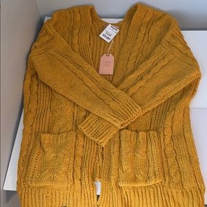 Yellow/Gold Braided Stitch Cardigan